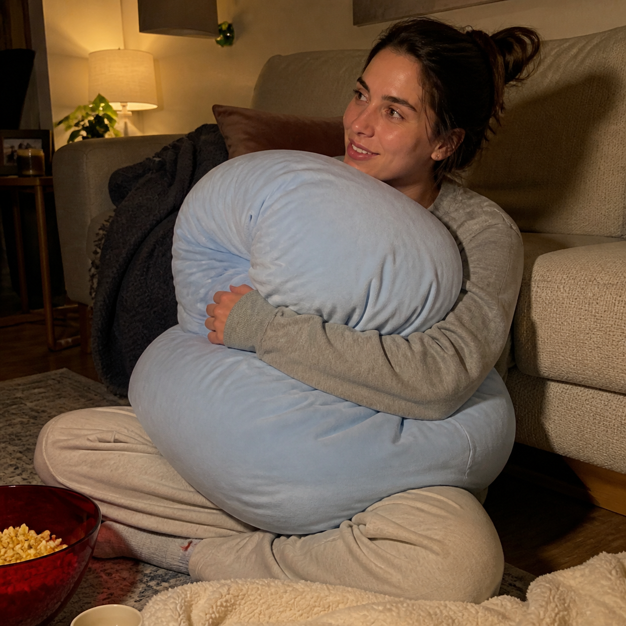 Person reading while holding the Aftercare Cloud Pillow.